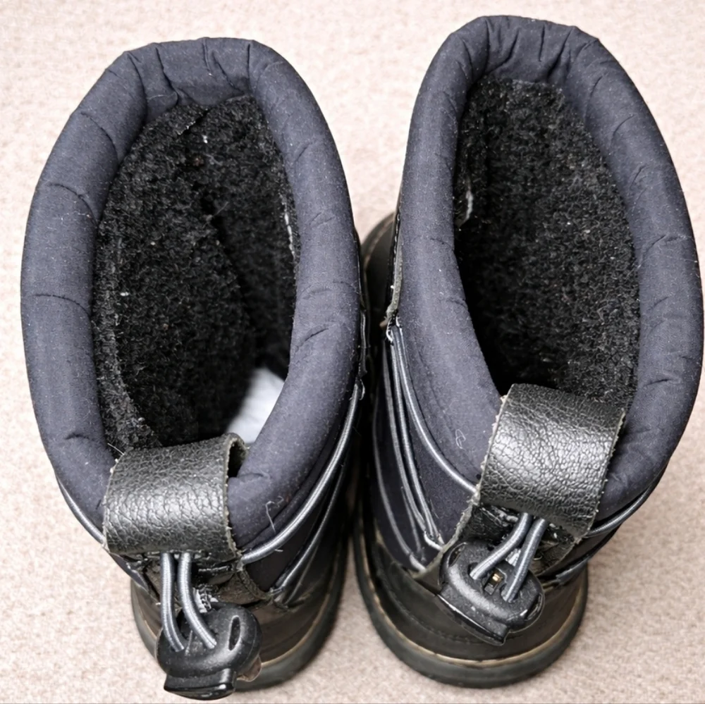 Sorel Teslin Black Pebble Waterproof Leather Winter Boots Size 7 Thinsulate